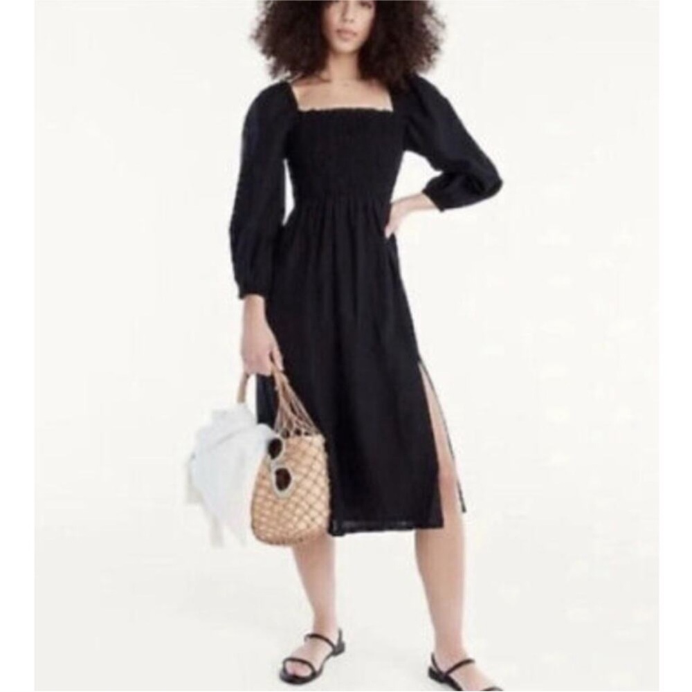 J. Crew Black linen daydream dress